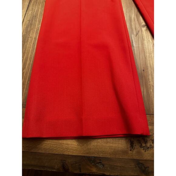 Proenza Schouler Size 6 Red Wool Blend Stretch Wide Leg Pants Pockets Luxury - Picture 3 of 16